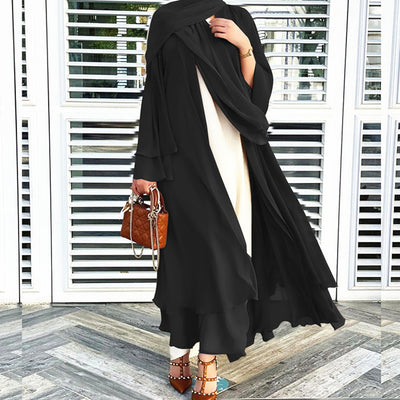 Chiffon-Cardigan-Abaya 2Schichten Plain