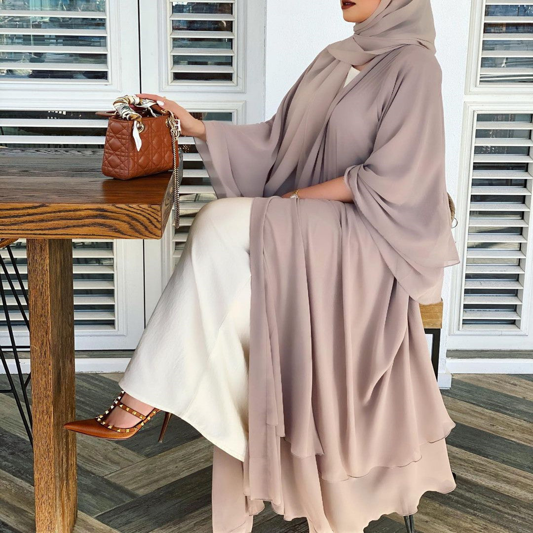 Chiffon-Cardigan-Abaya 2Schichten Plain