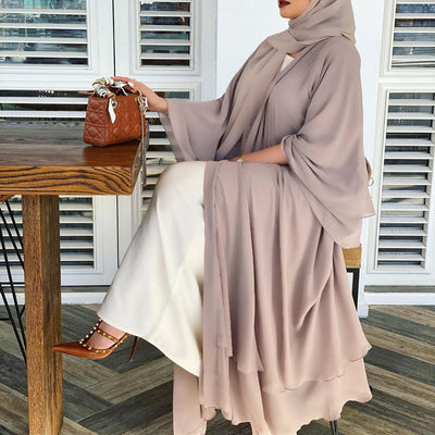 Chiffon-Cardigan-Abaya 2Schichten Plain