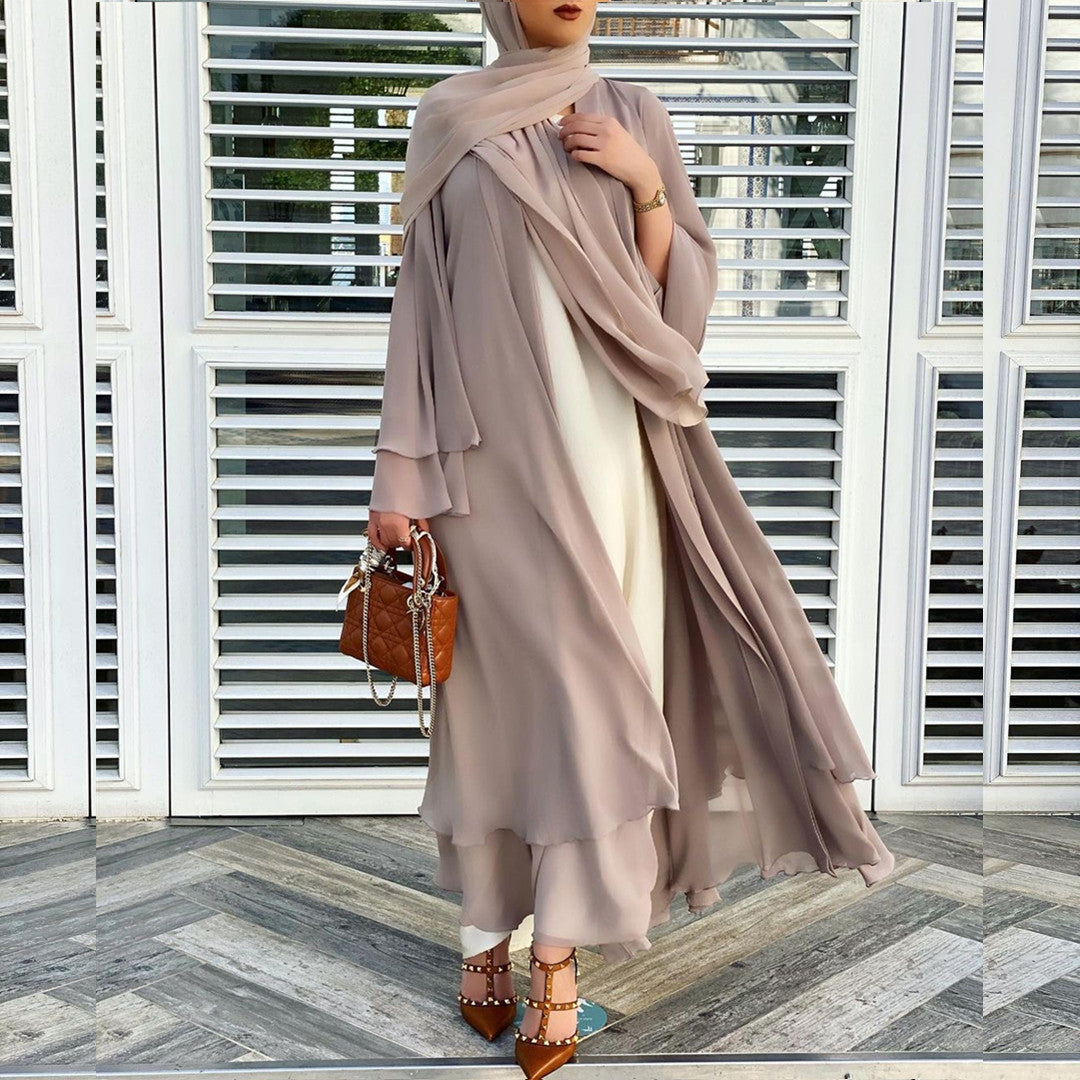 Chiffon-Cardigan-Abaya 2Schichten Plain