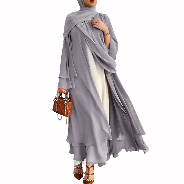 Chiffon-Cardigan-Abaya 2Schichten Plain