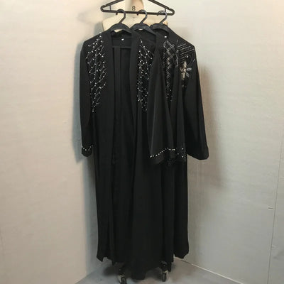 UNI 2024 Autumn Muslim Black Open Robe Muslim Women Fashion Elegant Abaya Solid Color Cardigan Dress Dubai Turkey Middle East