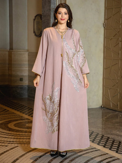 Ramadan Abayas For Women Dubai 2023 Floral Embroidery Luxury  Sequined Casual Loose Dress Elegant Prom Dresses Female Clothing