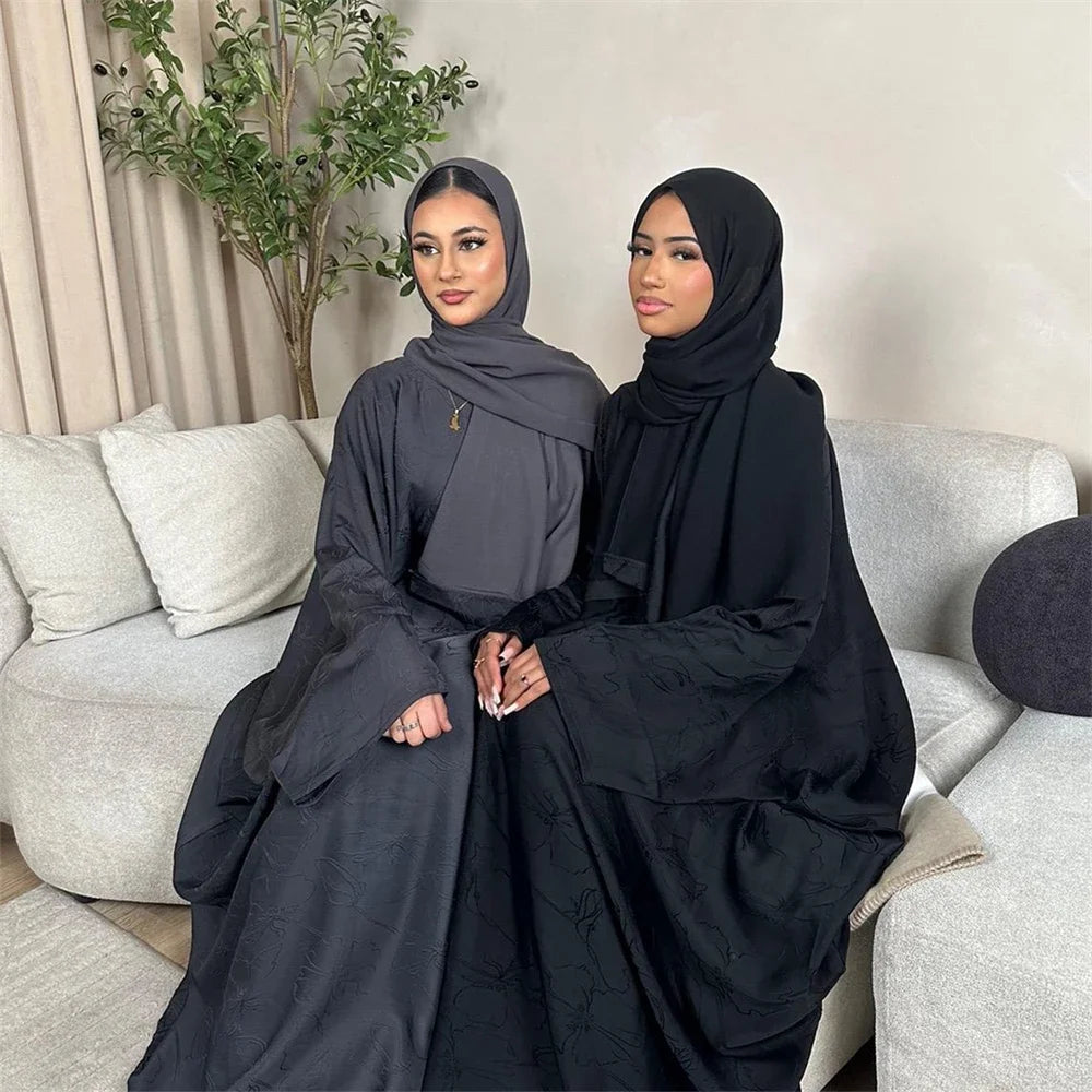 Satin Frauen Kaftan Marocain Robe Femme Musulmane Vestidos Schwarz Abaya Damen Dubai Muslimischen Kaftan Afrikanische Kleider Gebet Kleidung