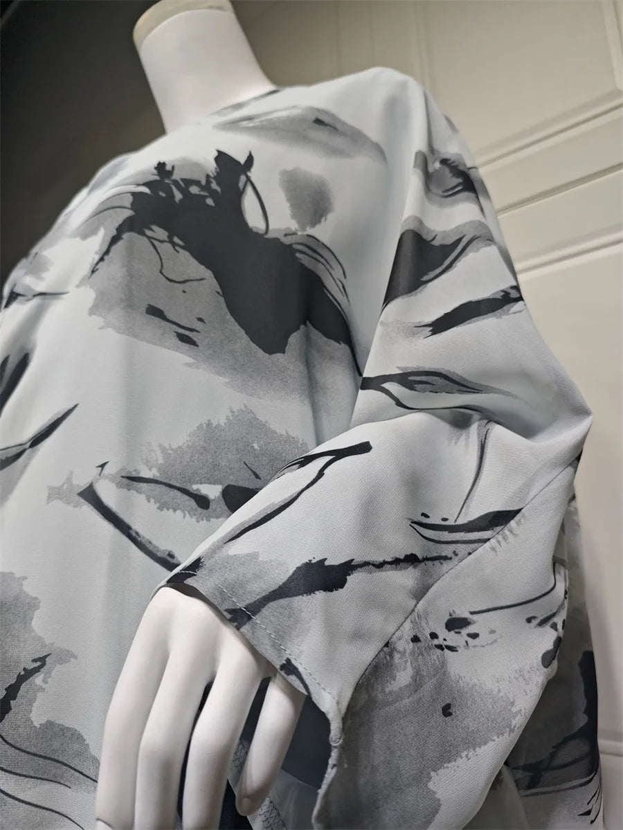 Siskakia Open Abaya für muslimische Frau Fledermaus Ärmel elegante lose Strickjacke Dubai marok kanis che Mode Kebaya Kleidung
