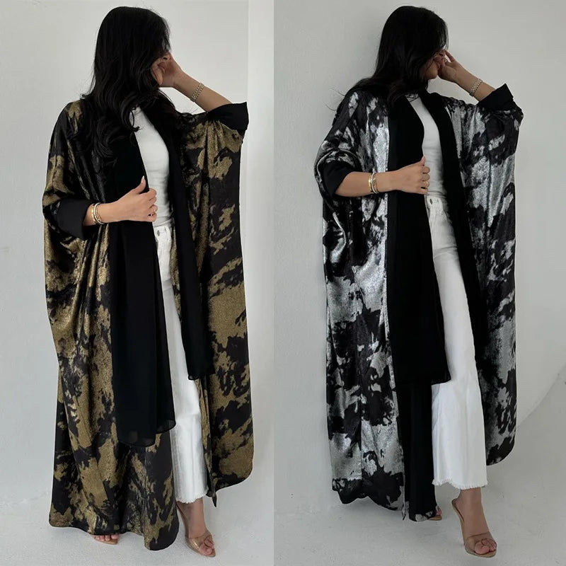 Eid kimono abaya cape bronzing offen abayas dubai luxus islam kleidung für muslimische frauen kaftan türkisches kleid jalabiya robe kleid