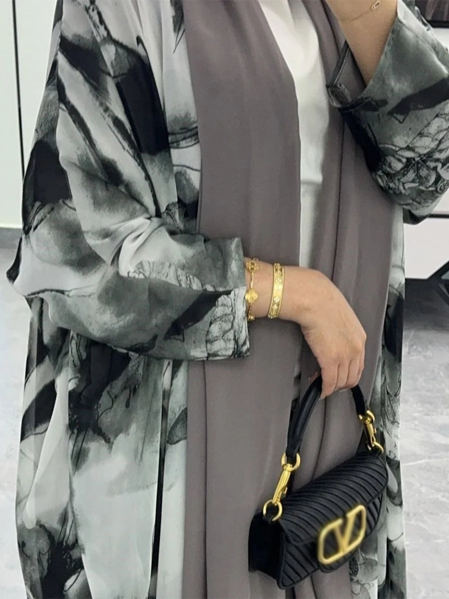 Siskakia Open Abaya für muslimische Frau Fledermaus Ärmel elegante lose Strickjacke Dubai marok kanis che Mode Kebaya Kleidung