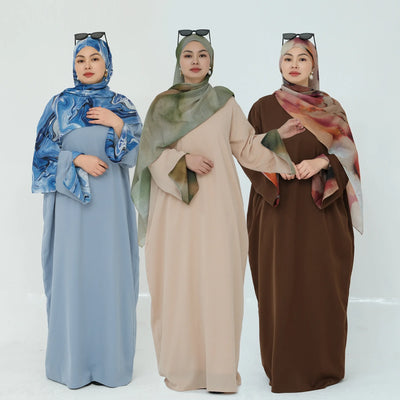 2025 Ramadan Neue Abaya Gedruckt Manschetten Muslimischen Kleid Plain Nida Geschlossene Abayas Muslimische Frauen Modest Kleider Eid Islamische Kleidung