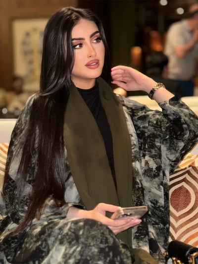 Siskakia Open Abaya für muslimische Frau Fledermaus Ärmel elegante lose Strickjacke Dubai marok kanis che Mode Kebaya Kleidung