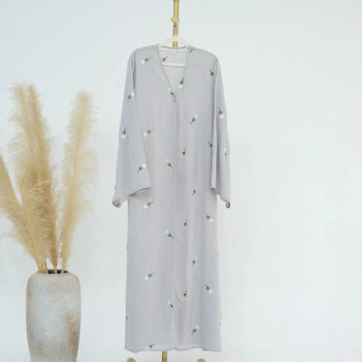Blume Stickerei Dubai Offene Abaya Muslimische Frauen Elegante Strickjacke Mantel Nahen Osten Türkei Islam Kleidung Islamischen Party Robe