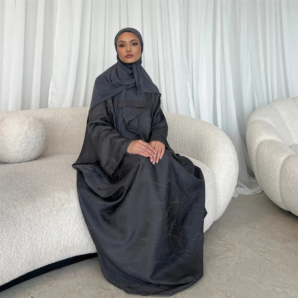 Satin Frauen Kaftan Marocain Robe Femme Musulmane Vestidos Schwarz Abaya Damen Dubai Muslimischen Kaftan Afrikanische Kleider Gebet Kleidung
