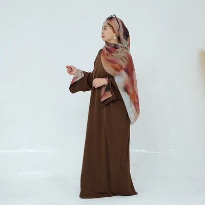 2025 Ramadan Neue Abaya Gedruckt Manschetten Muslimischen Kleid Plain Nida Geschlossene Abayas Muslimische Frauen Modest Kleider Eid Islamische Kleidung