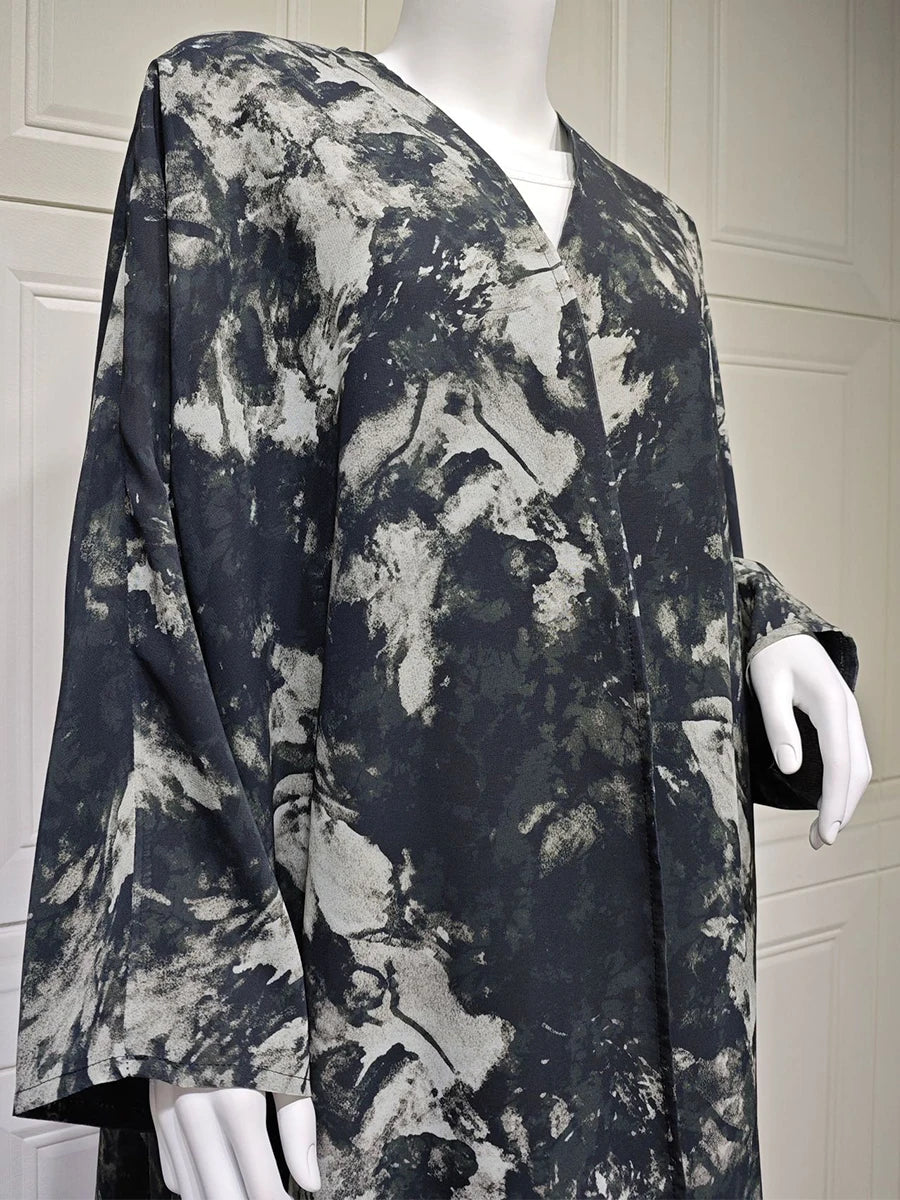 Siskakia Open Abaya für muslimische Frau Fledermaus Ärmel elegante lose Strickjacke Dubai marok kanis che Mode Kebaya Kleidung