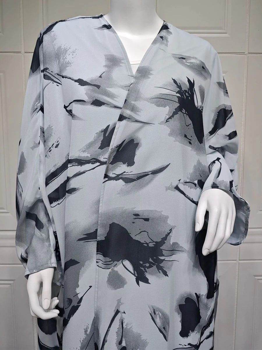 Siskakia Open Abaya für muslimische Frau Fledermaus Ärmel elegante lose Strickjacke Dubai marok kanis che Mode Kebaya Kleidung