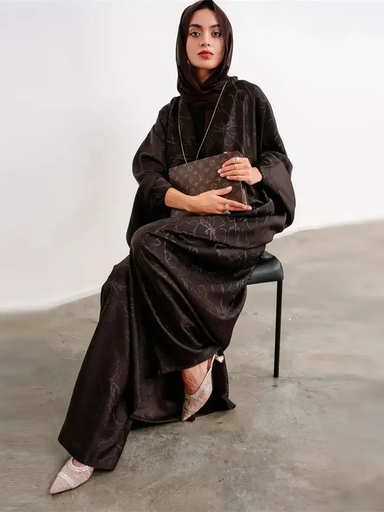 Satin Frauen Kaftan Marocain Robe Femme Musulmane Vestidos Schwarz Abaya Damen Dubai Muslimischen Kaftan Afrikanische Kleider Gebet Kleidung