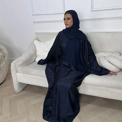 Satin Frauen Kaftan Marocain Robe Femme Musulmane Vestidos Schwarz Abaya Damen Dubai Muslimischen Kaftan Afrikanische Kleider Gebet Kleidung