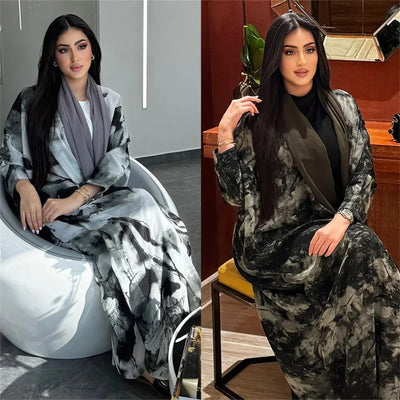 Siskakia Open Abaya für muslimische Frau Fledermaus Ärmel elegante lose Strickjacke Dubai marok kanis che Mode Kebaya Kleidung