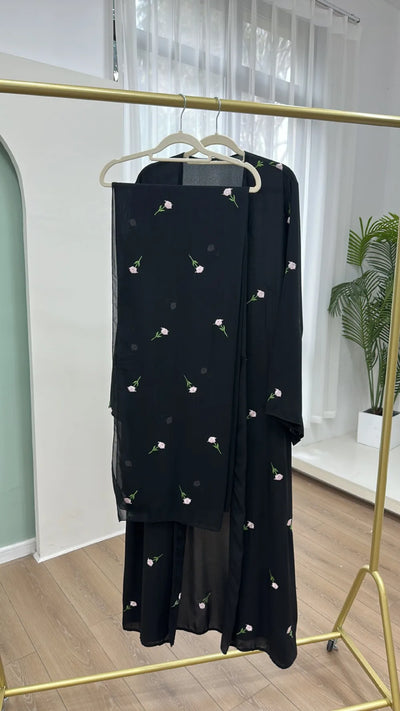 Blume Stickerei Dubai Offene Abaya Muslimische Frauen Elegante Strickjacke Mantel Nahen Osten Türkei Islam Kleidung Islamischen Party Robe