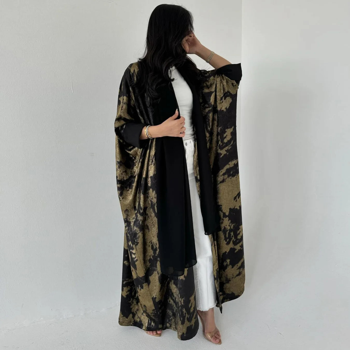 Eid kimono abaya cape bronzing offen abayas dubai luxus islam kleidung für muslimische frauen kaftan türkisches kleid jalabiya robe kleid