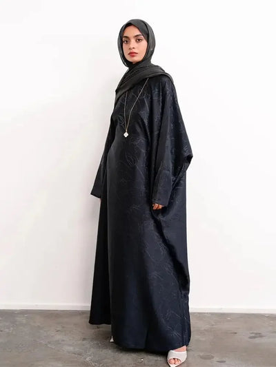 Satin Frauen Kaftan Marocain Robe Femme Musulmane Vestidos Schwarz Abaya Damen Dubai Muslimischen Kaftan Afrikanische Kleider Gebet Kleidung