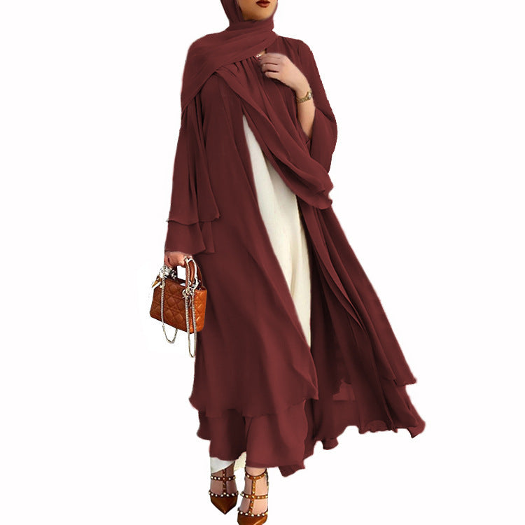 Chiffon-Cardigan-Abaya 2Schichten Plain