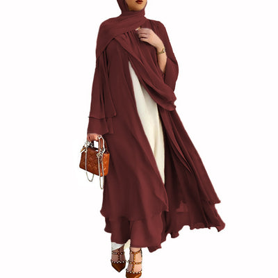 Chiffon-Cardigan-Abaya 2Schichten Plain