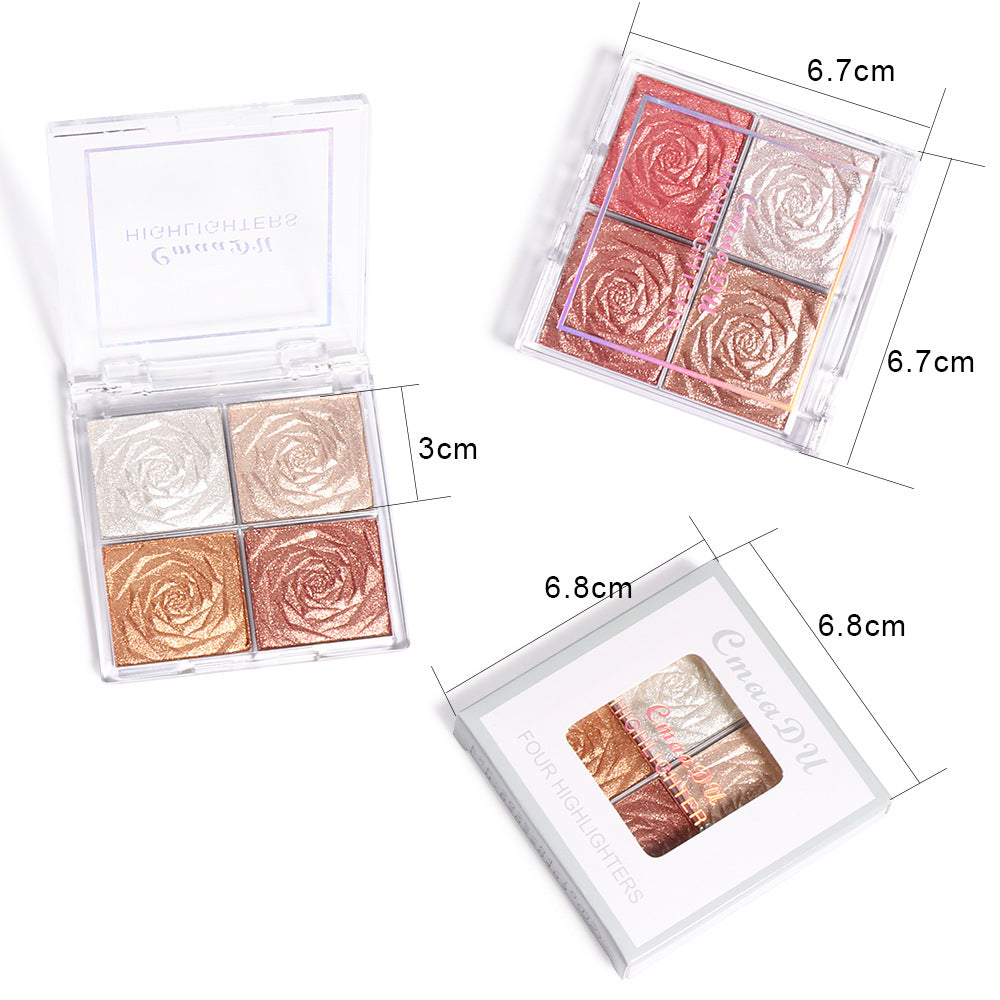 CmaaDu 4 Farben Highlighter Lidschatten Rouge.